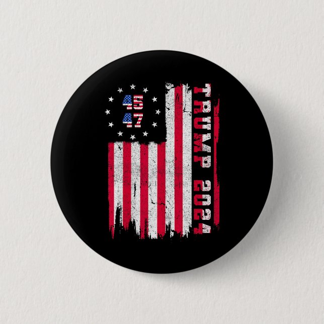 Zurück) 45 47 Trump 2024 Amerikanische Flagge Button (Vorderseite)