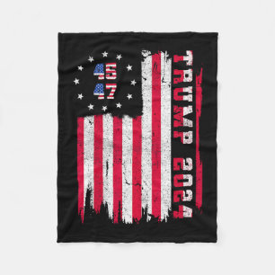 Zurück) 45 47 Trump 2024 Amerikanische Flagge Fleecedecke