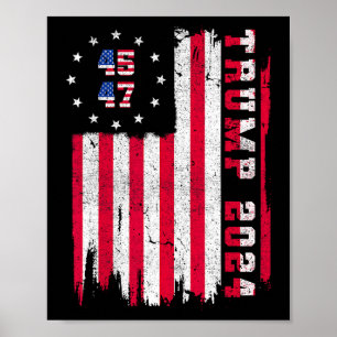 Zurück) 45 47 Trump 2024 Amerikanische Flagge Poster