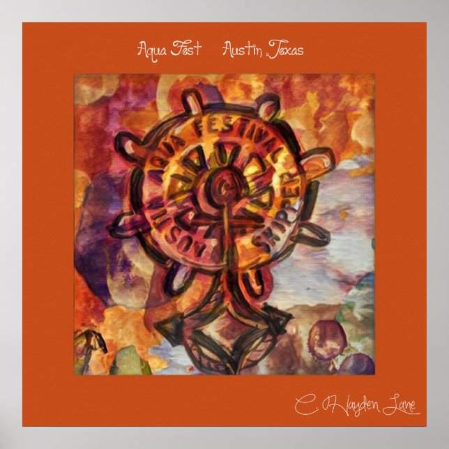 Zurück Austin Aqua Fest Druck Poster (Vorne)
