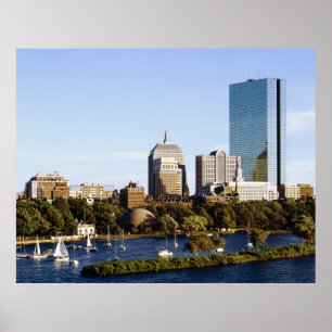 Zurück Bay Skyline vom Charles River, Boston Poster