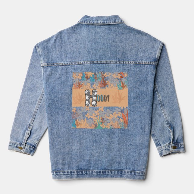Zurück Blumendesign Damen Denim Jacket (Jean Jack Jeansjacke (Rückseite)