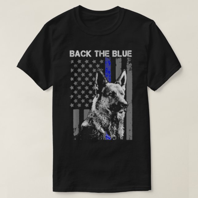 Zurück die blaue dünne blaue Linie Flag K9 German  T-Shirt (Design vorne)