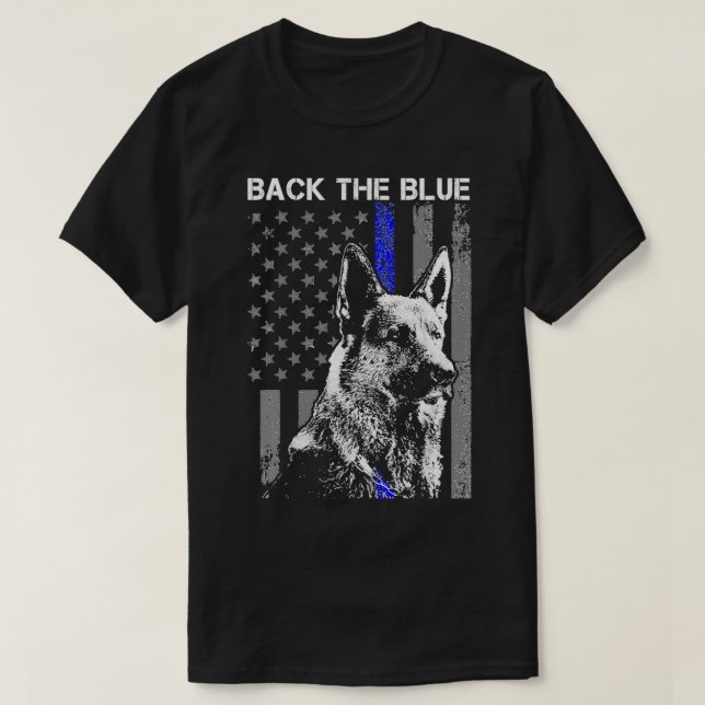 Zurück die blaue dünne blaue Linie Flag K9 German  T-Shirt (Design vorne)