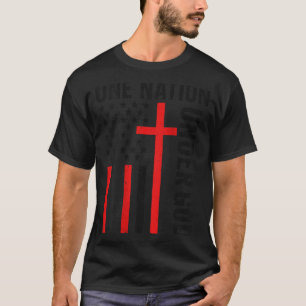 Zurück Eine Nation Unter Gott Amerikanische Flagge T-Shirt