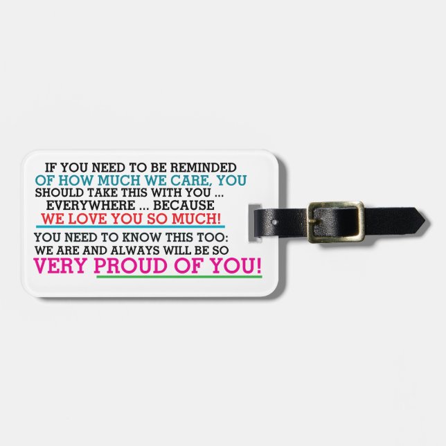 Zurück für Eltern oder Kinder Gepäckanhänger (Vorderseite horizontal)