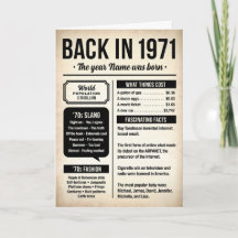 Zurück im Jahr 1971, dem Jahr, in dem du geboren w