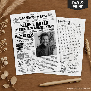 Zurück im Jahr 1995 Geburtstagszeitung mit individ Feiertagskarte