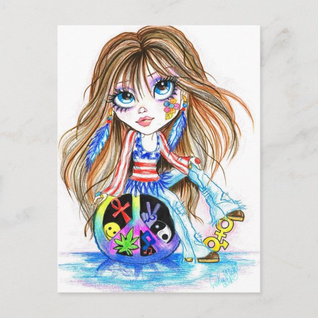 Zurück in den Tag Hippie Fantasy Postcard Postkarte (Vorderseite)