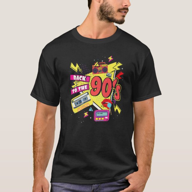 Zurück in die 90er Jahre Disco Radio und Techno Er T-Shirt (Vorderseite)