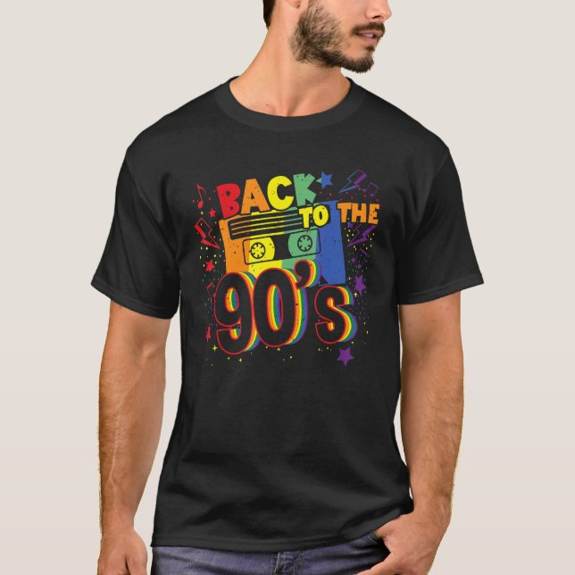 Zurück in die 90er Jahre Disco Radio und Techno Er T-Shirt (Vorderseite)