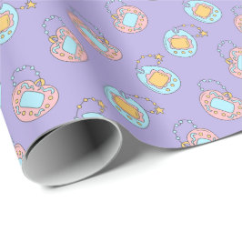 Zurück in die 90er Jahre - Farbiges Y2K Tamagotchi Geschenkpapier