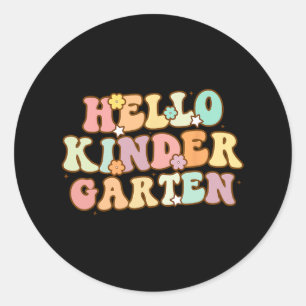 Zurück in die Schule Hallo Kindergarten für Kinder Runder Aufkleber