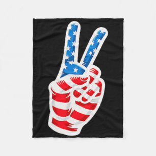 Zurück Print American Flag Peace Sign Hand 4. Ju Fleecedecke