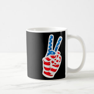 Zurück Print American Flag Peace Sign Hand 4. Ju Kaffeetasse