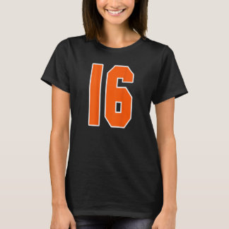 Zurück Print Orange Sportblock Nummer 16 für Sport T-Shirt