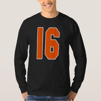 Zurück Print Orange Sportblock Nummer 16 für Sport T-Shirt