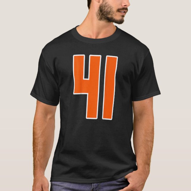 Zurück Print Orange Sportblock Nummer 41 für Sport T-Shirt (Vorderseite)