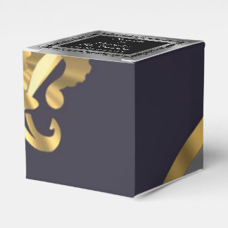 Zurück, Silbergoldfleur de lys Hochzeit Geschenkschachtel