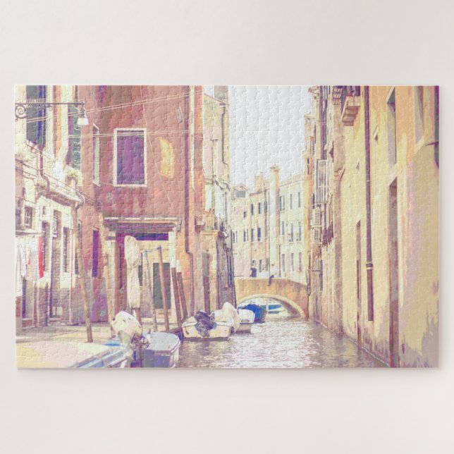 Zurück Straße Venedig Digitaler Impressionist Pop  Puzzle (Horizontal)