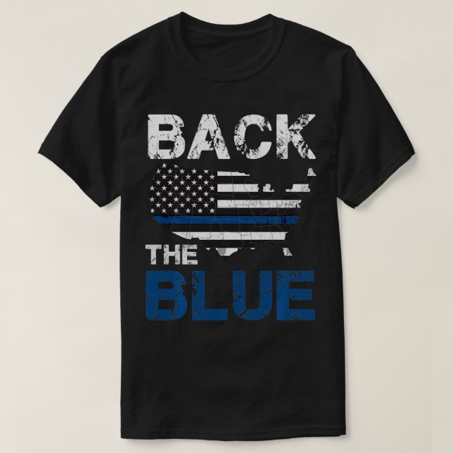 Zurück The Blue Verteidiger der Polizei American F T-Shirt (Design vorne)