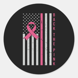 Zurück The Pink USA Flag Breast Cancer Awareness Runder Aufkleber