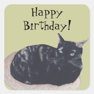 Zurück Tortoise Muschel Cat Happy Birthday Sticker