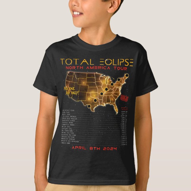 Zurück) Total Solar Eclipse 2024 North America Tou T-Shirt (Vorderseite)