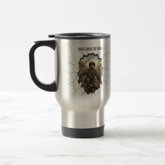 Zurück vom Krieg Soldat Doppelbelichtung Kaffee M Reisebecher (Links)