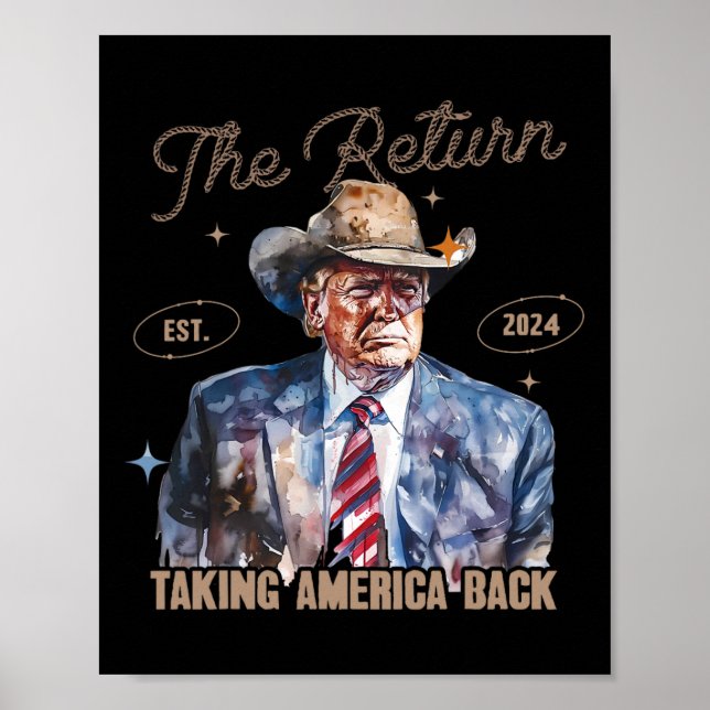 Zurück Western Cowboy Trump 2024 Amerika Ba Poster (Vorne)