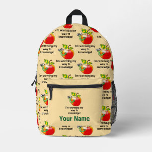 Zurück zu Apple & Worm in der Schule (Name hinzufü Bedruckter Rucksack