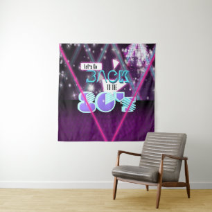 Zurück zu den 80er Retro-Tanzparty-Hintergrund Wandteppich