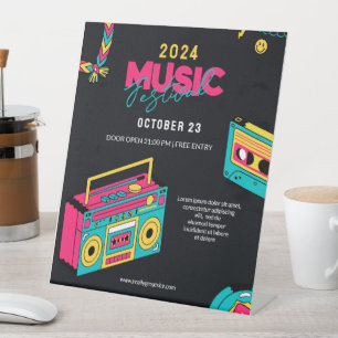 Zurück zu den 90ern, Retro-Musik-Festival-Party Sockelschild