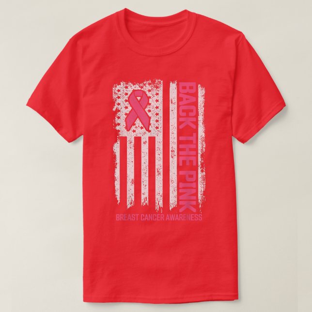 Zurück zu den Pink American Flag Breast Cancer Awa T-Shirt (Design vorne)