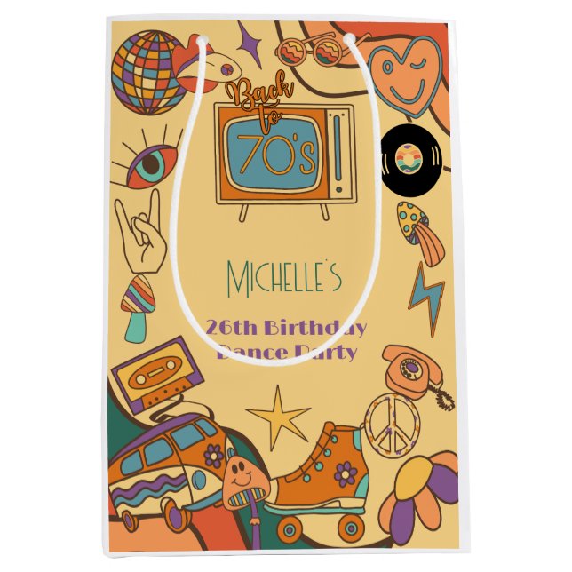 Zurück zu den Retro-Groovy Erwachsenen in den 70er Mittlere Geschenktüte (Vorderseite)