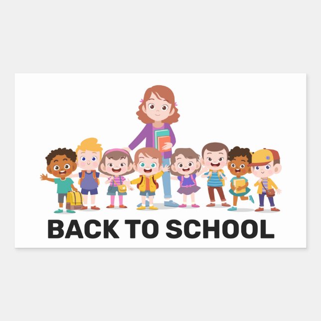 Zurück zu den Schulkindern Rechteckiger Aufkleber (Vorderseite)