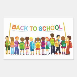 Zurück zu den Schulkindern Rechteckiger Aufkleber