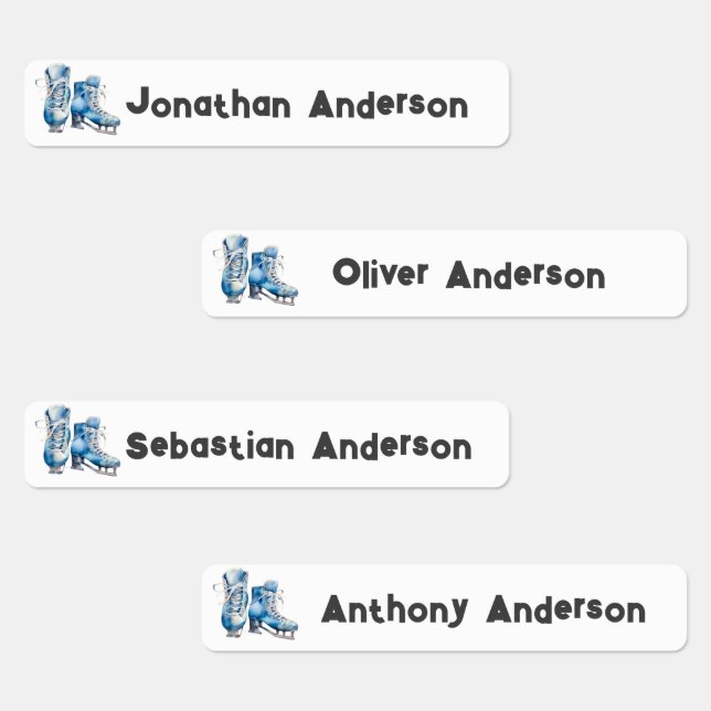 Zurück zu School Boys Ice Skaten, Hockey Kids Name Etiketten (Gruppe)