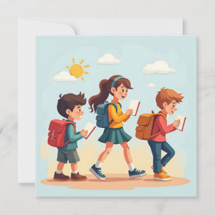 Zurück zu Schulkindern Flat Holiday Card Feiertagskarte