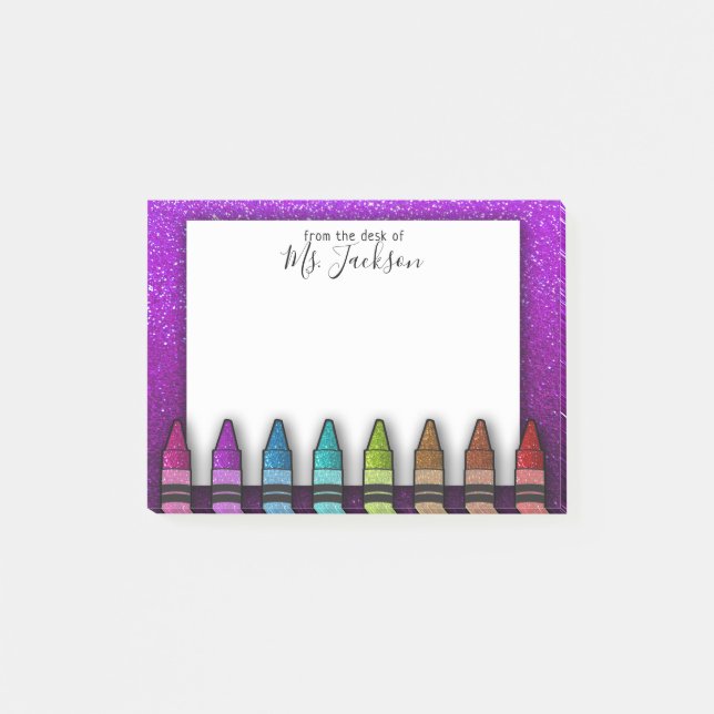 Zurück zu Schullehrer's Rainbow Glitzer Crayons Post-it Klebezettel (Vorderseite)
