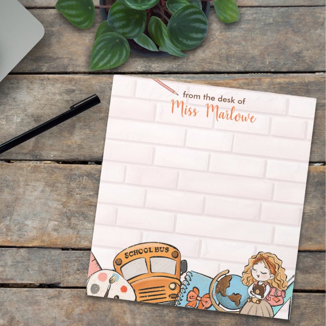 Zurück zu Schulspenden Personalisiert Notizblock (Back to School Teacher Gift Personalized Notepad)
