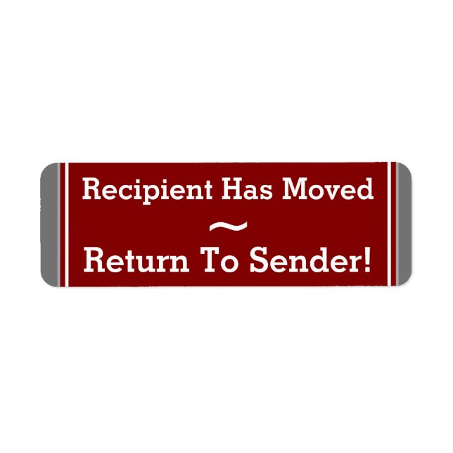 "Zurück zum Absender!" Etikett "Der Empfänger hat  (Vorne)
