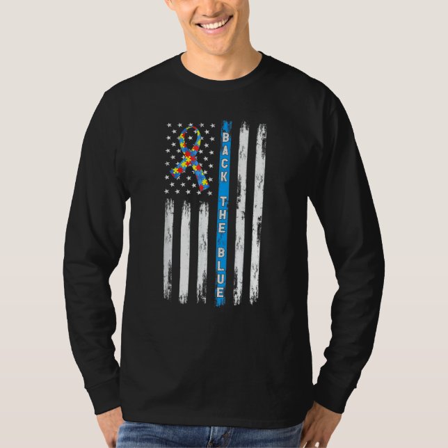 Zurück zum blauen amerikanischen Flag Band-Puzzle  T-Shirt (Vorderseite)