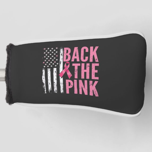 Zurück zum rosa Brustkrebsmonat Golf Headcover (Vorderseite)