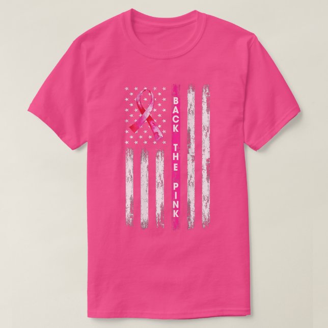 Zurück zum rosafarbenen amerikanischen Flaggenkreb T-Shirt (Design vorne)