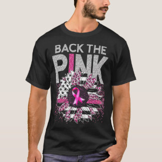 Zurück zum rosafarbenen Sonnenblumen-Flag-Brustkre T-Shirt