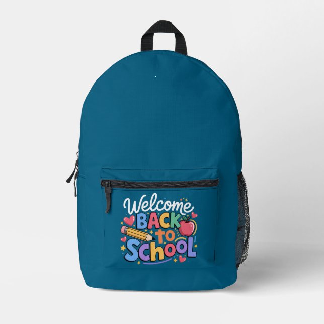 Zurück zum Schullehrer Erster Schultag Funny Bedruckter Rucksack (Vorderseite)