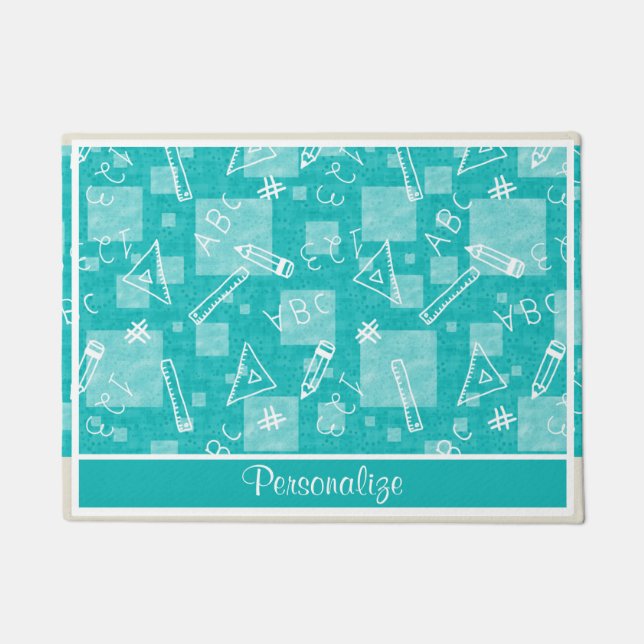 Zurück zum Schullehrer im Klassenzimmer Fußmatte (Vorderseite)