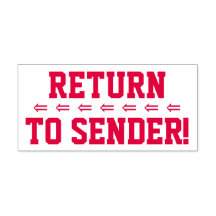 "Zurück zum Sender!" & Pfeile Rubber-Briefmarke