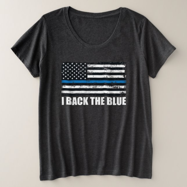 Zurück zur blauen Linie USA Flag MAGA WWG1WA Große Größe T-Shirt (Design vorne)